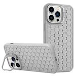 For iPhone 16 Pro Honeycomb Radiating Lens Holder TPU Phone Case(Grey)