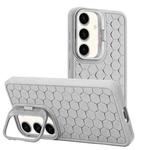 For Samsung Galaxy A14 4G/5G Honeycomb Radiating Lens Holder TPU Phone Case(Grey)