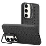 For Samsung Galaxy S23+ 5G Honeycomb Radiating Lens Holder TPU Phone Case(Black)