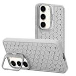 For Samsung Galaxy S23+ 5G Honeycomb Radiating Lens Holder TPU Phone Case(Grey)