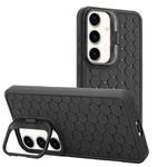 For Samsung Galaxy S23 FE 5G Honeycomb Radiating Lens Holder TPU Phone Case(Black)