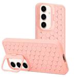 For Samsung Galaxy S23 FE 5G Honeycomb Radiating Lens Holder TPU Phone Case(Pink)