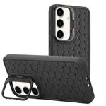 For Samsung Galaxy S24+ 5G Honeycomb Radiating Lens Holder TPU Phone Case(Black)