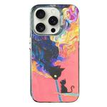 For iPhone 15 Pro Laser Cat PC Shockproof Phone Case(Black)