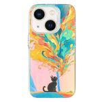 For iPhone 13 Laser Cat PC Shockproof Phone Case(White)