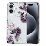 For iPhone 16 Plus Colorful Painting Pattern TPU Phone Case(Peony)