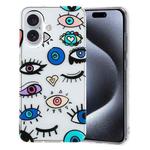 For iPhone 16 Plus Colorful Painting Pattern TPU Phone Case(Eye Monster)