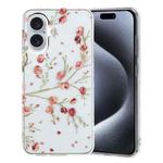 For iPhone 16 Plus Colorful Painting Pattern TPU Phone Case(Red Flowers)