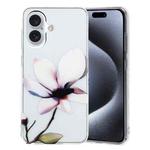 For iPhone 16 Colorful Painting Pattern TPU Phone Case(White Flowers)