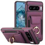 For Google Pixel 8 Pro Elastic Card Bag Ring Holder Phone Case(Purple)