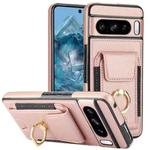 For Google Pixel 8 Elastic Card Bag Ring Holder Phone Case(Rose Gold)