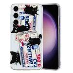 For Samsung Galaxy S23 5G Colorful Painting Pattern TPU Phone Case(Black Cat)