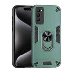 For Tecno Camon 18P Shockproof Metal Ring Holder Phone Case(Green)