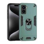 For Tecno Pop 6 No Fingerprints Shockproof Metal Ring Holder Phone Case(Green)