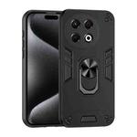 For Tecno Spark 30 Pro Shockproof Metal Ring Holder Phone Case(Black)