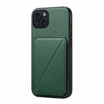 For iPhone 15 Plus D04 Calf Texture Dual Card Slot Holder Phone Case(Green)