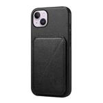 For iPhone 14 Plus D04 Calf Texture Dual Card Slot Holder Phone Case(Black)
