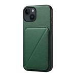 For iPhone 14 D04 Calf Texture Dual Card Slot Holder Phone Case(Green)