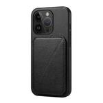 For iPhone 14 Pro D04 Calf Texture Dual Card Slot Holder Phone Case(Black)