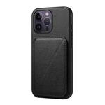 For iPhone 14 Pro Max D04 Calf Texture Dual Card Slot Holder Phone Case(Black)