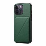 For iPhone 14 Pro Max D04 Calf Texture Dual Card Slot Holder Phone Case(Green)