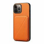 For iPhone 13 Pro Max D04 Calf Texture Dual Card Slot Holder Phone Case(Orange)