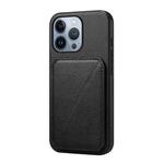 For iPhone 13 Pro D04 Calf Texture Dual Card Slot Holder Phone Case(Black)