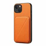 For iPhone 13 D04 Calf Texture Dual Card Slot Holder Phone Case(Orange)