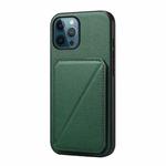 For iPhone 12 Pro Max D04 Calf Texture Dual Card Slot Holder Phone Case(Green)