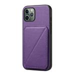 For iPhone 11 Pro D04 Calf Texture Dual Card Slot Holder Phone Case(Purple)