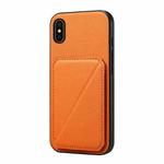 For iPhone X / XS D04 Calf Texture Dual Card Slot Holder Phone Case(Orange)