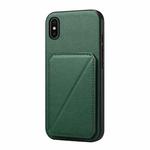 For iPhone X / XS D04 Calf Texture Dual Card Slot Holder Phone Case(Green)