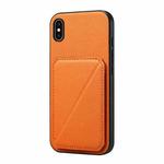 For iPhone XS Max D04 Calf Texture Dual Card Slot Holder Phone Case(Orange)
