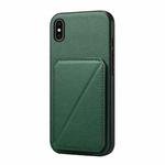 For iPhone XS Max D04 Calf Texture Dual Card Slot Holder Phone Case(Green)