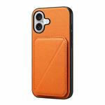 For iPhone 16 D04 Calf Texture Dual Card Slot Holder Phone Case(Orange)