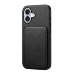 For iPhone 17 D04 Calf Texture Dual Card Slot Holder Phone Case(Black)
