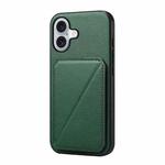 For iPhone 17 D04 Calf Texture Dual Card Slot Holder Phone Case(Green)