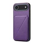 For iPhone 17 Air D04 Calf Texture Dual Card Slot Holder Phone Case(Purple)