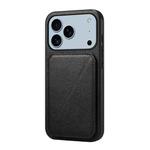 For iPhone 17 Pro D04 Calf Texture Dual Card Slot Holder Phone Case(Black)