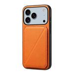 For iPhone 17 Pro D04 Calf Texture Dual Card Slot Holder Phone Case(Orange)