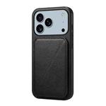 For iPhone 17 Pro Max D04 Calf Texture Dual Card Slot Holder Phone Case(Black)