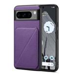 For Google Pixel 8 Pro D04 Calf Texture Dual Card Slot Holder Phone Case(Purple)