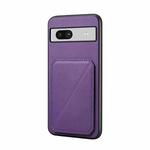 For Google Pixel 7a D04 Calf Texture Dual Card Slot Holder Phone Case(Purple)