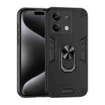 For Xiaomi Redmi Note 13 Shockproof Metal Ring Holder Phone Case(Black)