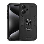 For Xiaomi Redmi Note 13 Pro+ Shockproof Metal Ring Holder Phone Case(Black)