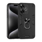 For Xiaomi Redmi Turbo 3 Shockproof Metal Ring Holder Phone Case(Black)