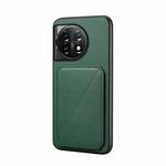 For OnePlus 11 D04 Calf Texture Dual Card Slot Holder Phone Case(Green)