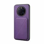 For Huawei Mate 50 Pro D04 Calf Texture Dual Card Slot Holder Phone Case(Purple)