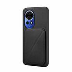 For Huawei nova 12 D04 Calf Texture Dual Card Slot Holder Phone Case(Black)