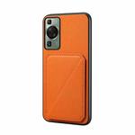 For Huawei P60 / P60 Pro D04 Calf Texture Dual Card Slot Holder Phone Case(Orange)